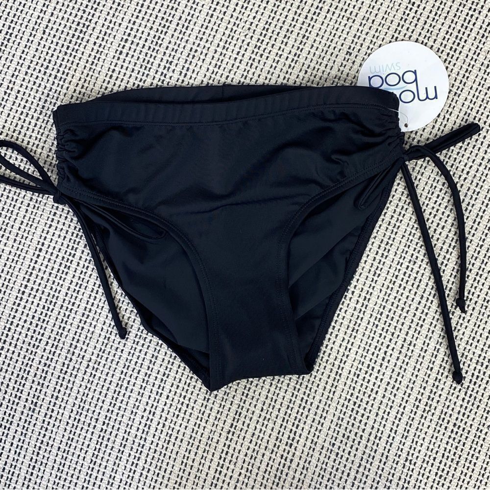 Mod Bod Ruched Sides Bikini‎ Bottoms Black XS